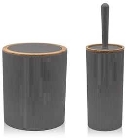 Set 2 Accessori D'Appoggio Feridras "London" Grigio/Legno