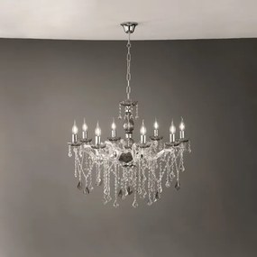 Lampadario a sospensione DAMASCO D82 cm con decorazioni in cristallo Fumč 8 Luci