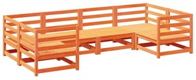 Set divani da giardino 6 pz marrone cera legno massello pino
