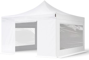 TOOLPORT 4x4 m gazebo pieghevole con laterali (finestre panoramiche), PREMIUM acciaio, bianco - (600105)