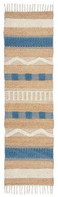 Passatoia blu/di colore naturale in misto iuta tessuta a mano 60x230 cm Medina Jute – Flair Rugs