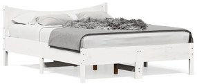 Letto Senza Materasso Bianco 140x200 Cm Legno Massello Di Pino /