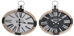 Orologio da Parete DKD Home Decor RE-180395 Ovale 58 x 6,5 x 58 cm Nero Beige Ferro Legno MDF (2 Unità)