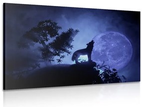 Quadro su tela – Lupo alla luna piena