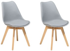 Set di 2 sedie in plastica grigia e legno naturale DAKOTA II Beliani