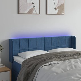 Testiera A Led Blu Scuro 147x16x78/88 Cm İn Velluto /