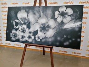 Stampa su tela – Fantasia di fiori in bianco e nero