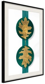 Poster  Gilded Oak Leaves  Cornice Quadri Cornice nera con pass-partout, Larghezza x Altezza Home decor 30x45