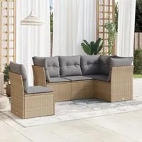 Set Divano da Giardino 5 pz con Cuscini Beige in Polyrattan 3217639