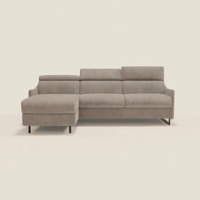 Loto Divano Letto Angolare con Penisola contenitore, Poggiatesta, Materasso Alto H18 in morbido tessuto impermeabile T14