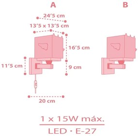 Dalber 64599 - Applique per bambini LITTLE UNICORN 1xE27/15W/230V