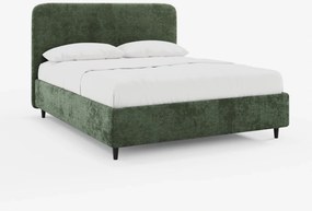 KAELOS letto minimal imbottito - vano contenitore, piedi alti e testiera arrotondata in tessuto ciniglia