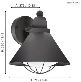 Eglo 94805 - Lampada da esterno BARROSELA 1xE27/40W/230V