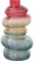 Vaso arredo vetro 29,5 cm blu, giallo e rosso