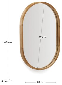 Kave Home - Specchio Magda in legno massiccio di teak con finitura naturale Ã˜ 40 x 60 cm