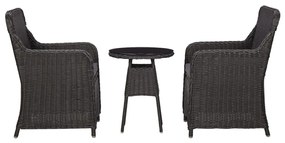 Set Bistrot Da Giardino 3 Pz Con Cuscini İn Polyrattan Nero /