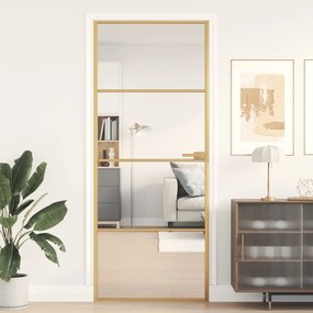 Porta Interni Sottile Oro 83x201,5cm Vetro Temperato Alluminio /