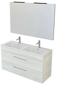 Mobile bagno sospeso 120 cm Smart bianco legno con specchio