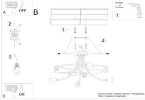 Sollux SL.1457 - Lampadario a sospensione con supporto rigido LEVAR 8xE27/15W/230V nero