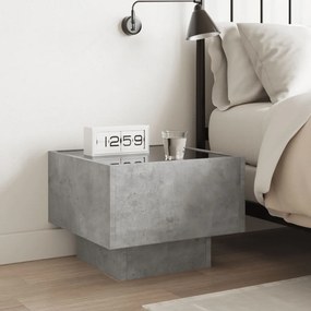 Comodino con led infinity grigio cemento 40x40x30 cm