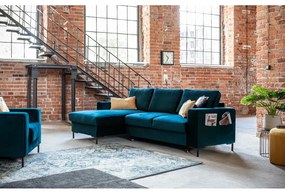 Divano letto angolare in velluto color petrolio (angolo sinistro) Lofty Lilly - Miuform