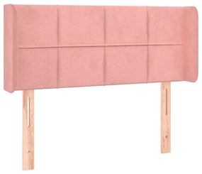Testiera ad orecchio rosa 103x16x78/88 cm in velluto