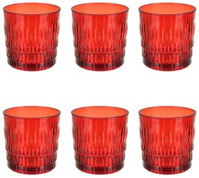 Set 6 bicchieri acqua rossi in vetro Rain Pasabahce