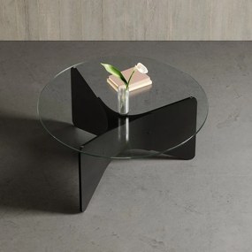Tavolino rotondo nero con piano in vetro 87x87 cm Madera - Umbra