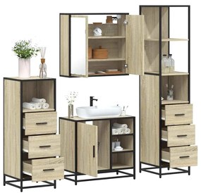 Set Mobili Da Bagno 4 Pz Rovere Sonoma İn Legno Multistrato /