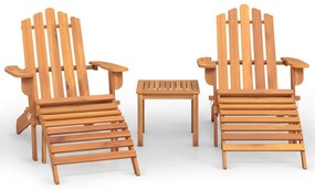 Set salotto da giardino adirondack 3pz legno massello di acacia