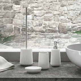 Set bagno dispenser sapone e porta spazzolino da appoggio bianco Marika