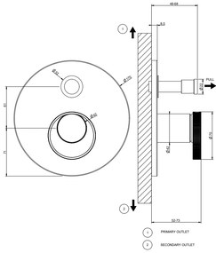 Parte Esterna Miscelatore doccia a Parete 2 Vie Con Deviatore Automatico parte incasso non inclusa Cromo Anello 63377 Gessi