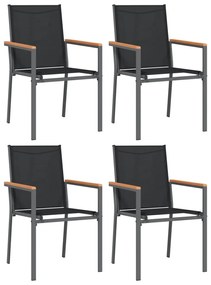 Set da pranzo da giardino 5 pz nero in textilene e acciaio