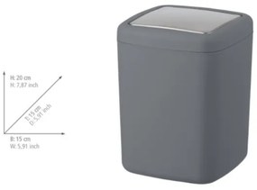 WENKO 23979100 - Pattumiera BARCELONA 15x20 cm antracite/cromo lucido