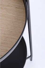 Tavolino tondo stile industrial piano in legno e struttura in acciaio Everitt D41 Bizzotto