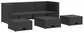 Set Divani da Giardino 4 pz con Cuscini in Polyrattan Nero