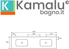 Lavabo da incasso doppio per mobili 175 cm in solid surface | KLIT-1750SS - KAMALU