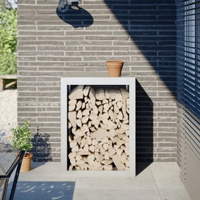 Rastrelliera Per Legna Da Ardere Bianca 60x40x80 Cm İn Acciaio /