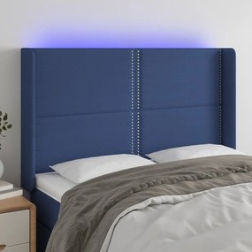 Testiera A Led Blu 147x16x118/128 Cm İn Tessuto /