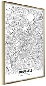 Poster  City map: Brussels  Cornice Quadri Cornice d'oro, Larghezza x Altezza Home decor 20x30