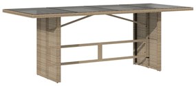 Set pranzo da giardino 7 pz con cuscini beige misto polyrattan