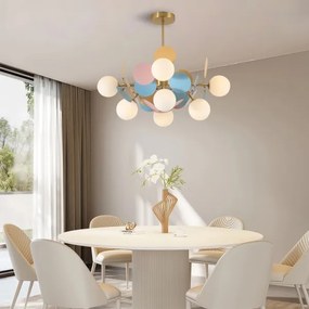 Brilagi - Lampadario a stelo BALMO 8xG9/9W/230V Ø 60 cm oro/blu/rosa