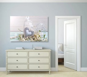 Quadro su tela – Cuoricino vintage e lanterne
