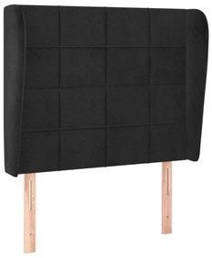 Testiera ad orecchio nera 93x23x118/128 cm in velluto