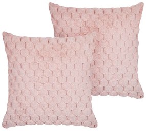 Set di 2 cuscini pelliccia sintetica rosa pastello 43 x 43 cm PURSLANE Beliani