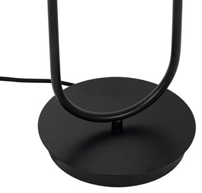 Lampada da tavolo Art Déco nera con vetro fumé 2 luci - Laura