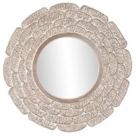 Specchio da parete DKD Home Decor 90 x 1,5 x 90 cm Cristallo Naturale Bianco Legno di mango Indiano Decapaggio