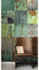 Fotomurale ESTA Patchwork, verde mare e marrone 138X279 cm