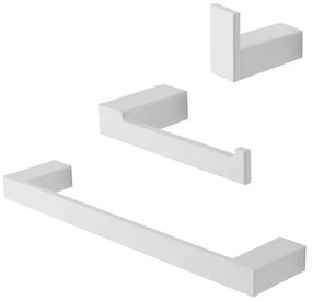 Set con appendino, porta rotolo e porta salviette a muro bianco Sky
