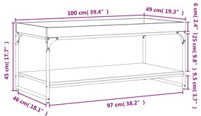 Tavolino da Salotto Grigio Sonoma 100x49x45cm Legno Multistrato
